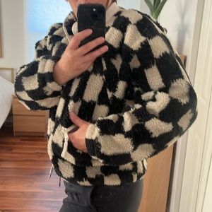 Free People Checkerboard Fleece Jacket